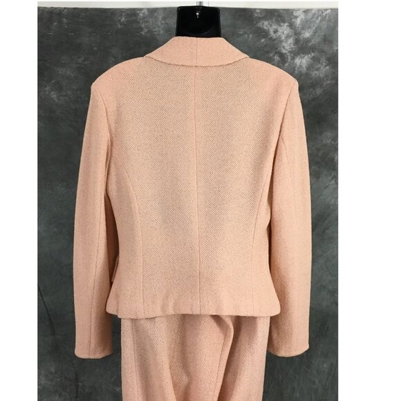 BEAUTIFUL St John evening knit light orange rhinestones jacket skirt suit 10 12 - Picture 8 of 11